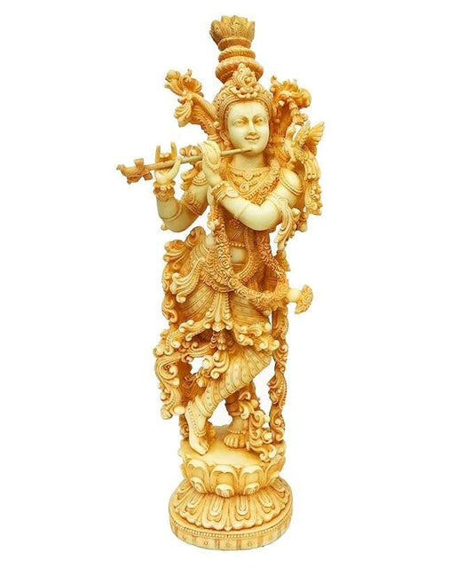 New 4D Full Carved Krishna Murti/Idol/Statue-Coloured,Height-15 Inches,Material-Polyresin & Marble,Made in India