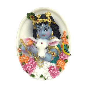 Oval Shape – Krishna & Cow