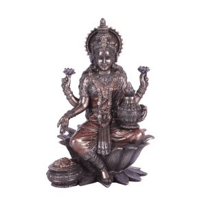 New Big Beautiful Sitting Laxmi For Home Decoration-Height-7 inches-Metallic-Resin
