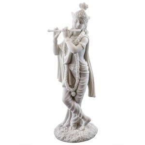 New Big Beautiful Standing Krishna Playing Flute (Slim Body) For Home Decoration-Height-12 Inches-Metallic-Resin