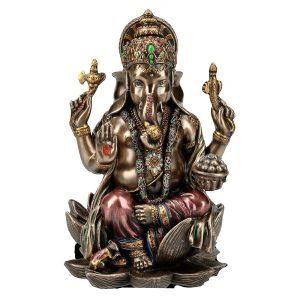 New Big Beautiful Sitting Ganesh For Home Decoration-Height-7 inches-Metallic-Resin