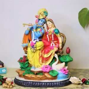 Sri Krishna Culture Big Sitting Radha – Krishna-Height-10 Inches-Resin-Multicoloured