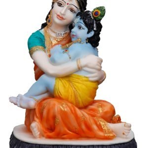 Handcrafted Maa Yashoda with Krishna On Lap-Height-5.5 Inches-Multicolour-Resin