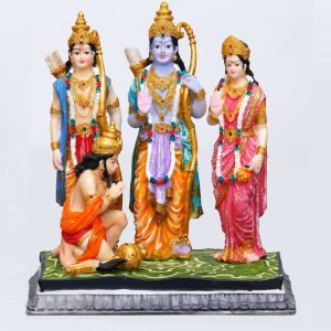 Handcrafted Big Beautiful Beautiful Ram Darbar Idol for Home Decoration-Height-7 Inches-Multicolour-Resin