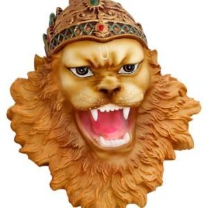 Handcrafted Big Beautiful Narasimha Face Wall Hanging-Height-6 Inches-Multicoloured-Resin
