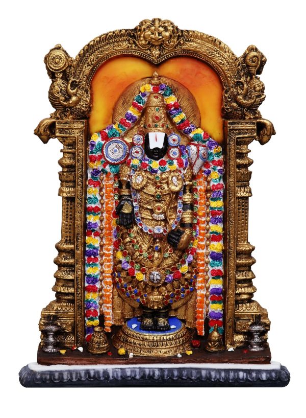 Handcrafted Big Beautiful Bala Ji (Tirupati Bala Ji) for Home Decoration-Height-9 Inches-Multicolour-Resin