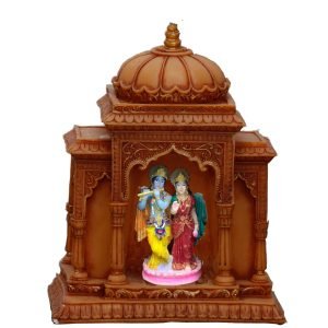 Handcrafted Big Beautiful Radha Krishna Idol in Temple-Height-9 Inches-Multicolour-Resin
