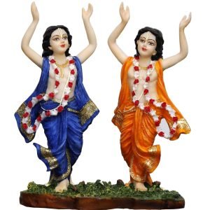 Handcrafted Big Beautiful Dancing Gaur Nitai for Home Decoration-Height-11 Inches-Multicoloured-Resin