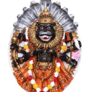Handcrafted New Large Oval Narasimha Dev Idol-Height-8″-Resin-Multicolour