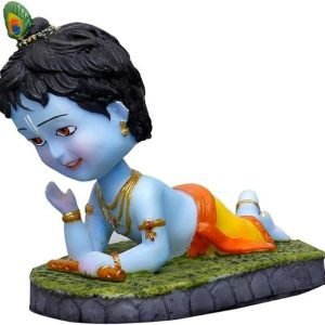 Sri Krishna Culture- Cute Cartoon Krishna Lying Version On Base for Home Decoration-Height-4Inches
