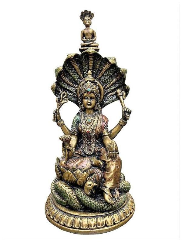 Sri Krishna Culture-Medium Padmavati MATA for Home Decoration-Height-6 Inches-Antique Finish-Resin