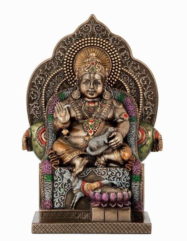 Sri Krishna Culture-New Big Beautiful Sitting Kuber-Kuberan-Height-8 Inches-Material-Resin for Home Decoration-Antqiue Finish