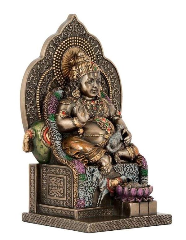 Sri Krishna Culture-New Big Beautiful Sitting Kuber-Kuberan-Height-8 Inches-Material-Resin for Home Decoration-Antqiue Finish - Image 2