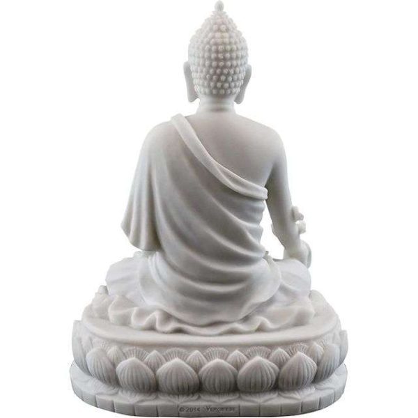 SrI Krishna CULTURE-New Medium Sitting Medicinal Buddha Statues for Living Room-Tibetan-for Home Decoratives-Height-6 Inches-Marble White Finish - Image 3