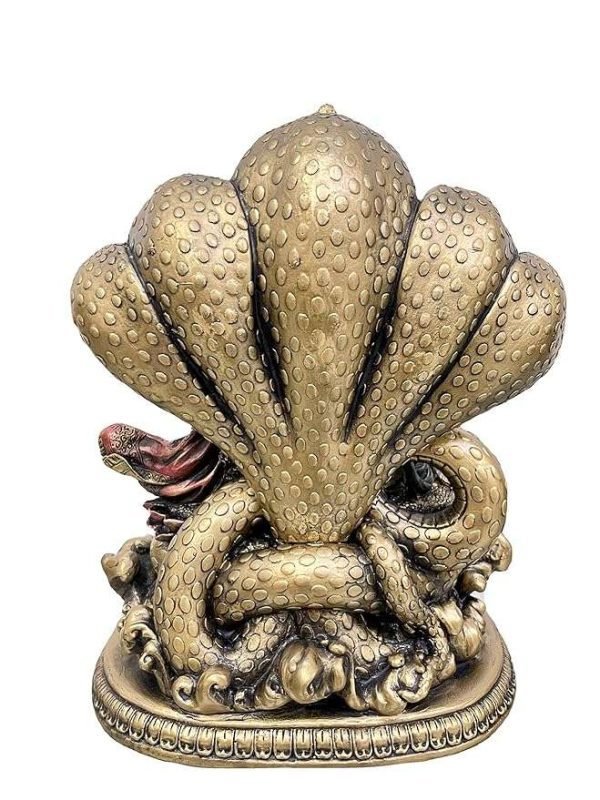 Sri Krishna Culture-New Vishnu and Laxmi Sitting With Snake (Sinhasan Pose)-Antique Finish-Height-10 Inches - Image 5