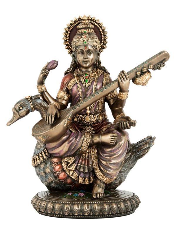 Sri Krishna Culture Set of Laxmi,Ganesh and Saraswati -Set for Home and Gift-Height 8 Inches-Ivory Antique Finish - Image 3