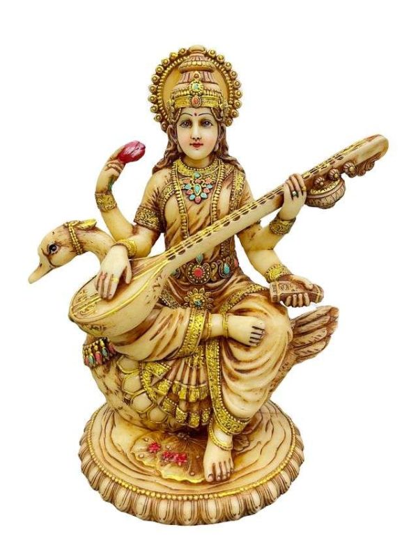 Sri Krishna Culture Set of Laxmi,Ganesh (Standing Position) and Saraswati-Set for Home and Gift-Height 8 Inches-Antique Finish - Image 4