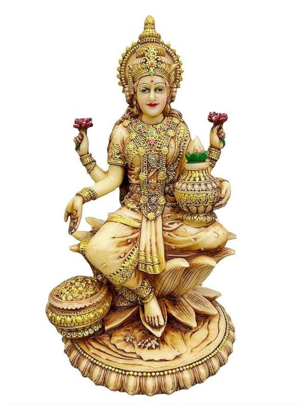 Sri Krishna Culture Set of Laxmi,Ganesh (Standing Position) and Saraswati-Set for Home and Gift-Height 8 Inches-Antique Finish - Image 2