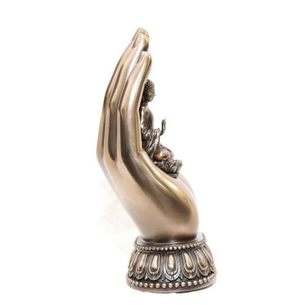 Sri Krishna Culture-Large Beautiful Blessing Single Hand Buddha (Magnetic Attachment) For Home Decoration-Height-8 Inches-Antique-Resin - Image 2