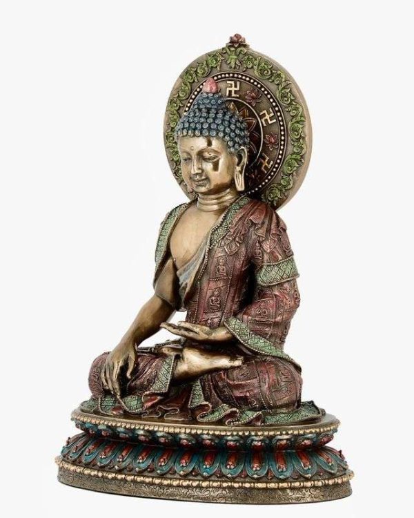 Sri Krishna Culture-Large Beautiful Buddha Wearing Decorated Clothes Meditating Pose for Home Decoration-Height-11 Inches-Antique-Resin - Image 2