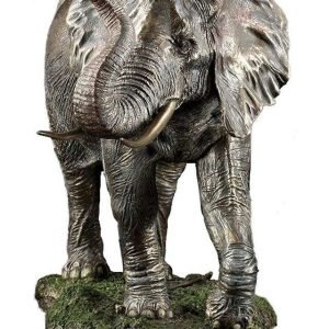 Sri Krishna Culture-Large Beautiful African Elephants Showpiece for Home Décor-Height-9 Inches-Antique-Resin