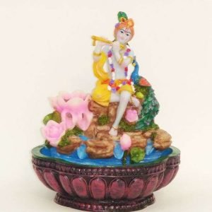SrI Krishna CULTURE – Hindu God and Goddess – Krishna with Flute Water Fountain with Light Effects- Statue (7″x7″x9″) , Multicolour