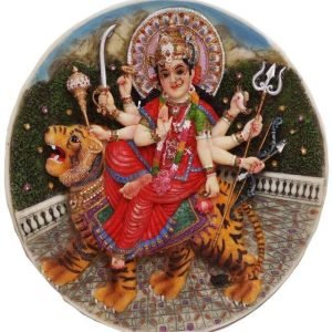 Sri Krishna Culture Plate Durga Mata Wall Hanging(Height-8″) – Hindu God and Goddess Idol/Statue/Murti/Figurine-Polyster Resin-Multicolour