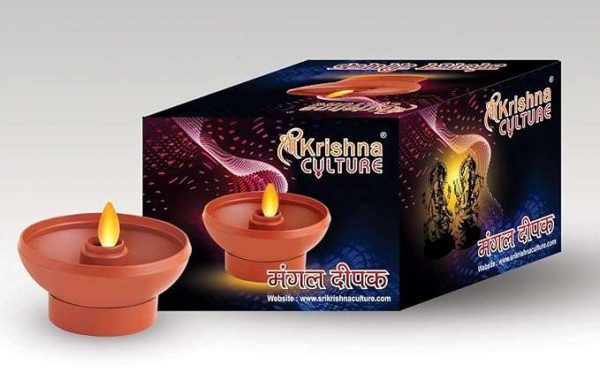 SrI Krishna Culture-Flameless LED Flickering Flame Diya/Candle-Real Diya Effect-Battery Powered-Plastic-Brown-Made in India (Pack of 6 Diyas/Candle)