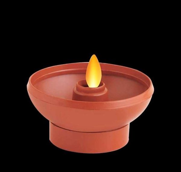 SrI Krishna Culture-Flameless LED Flickering Flame Diya/Candle-Real Diya Effect-Battery Powered-Plastic-Brown-Made in India (Pack of 6 Diyas/Candle) - Image 3