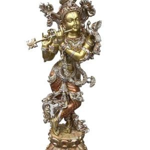 New Extra Large Full Carving Krishna 4D- Gold Finish Finish,Height-30 Inches,God Idols/Statue/Figuirnes,Material-Polyresin & Marble,Made in India