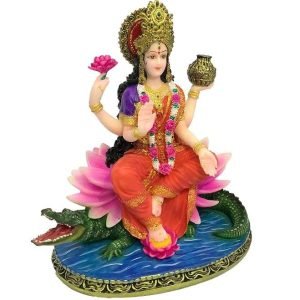SrI Krishna CULTURE Polyresin and Marble Ganga MATA Murti On Makra with Base (Multicoloured) , 7.5 Inches