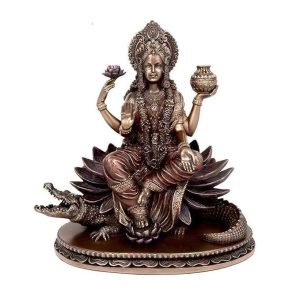 SrI Krishna CULTURE Polyresin and Marble Ganga MATA Murti On Makra with Base -7.5 inches (Multicolour)