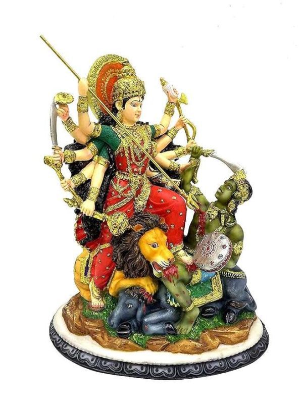 SrI Krishna CULTURE Resin Mahishasura Mardini Goddess Durga (Multicolour, Height-12 Inches) - Image 2