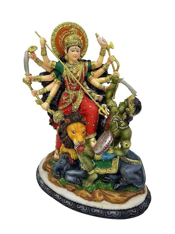 SrI Krishna CULTURE Resin Mahishasura Mardini Goddess Durga (Multicolour, Height-12 Inches) - Image 4