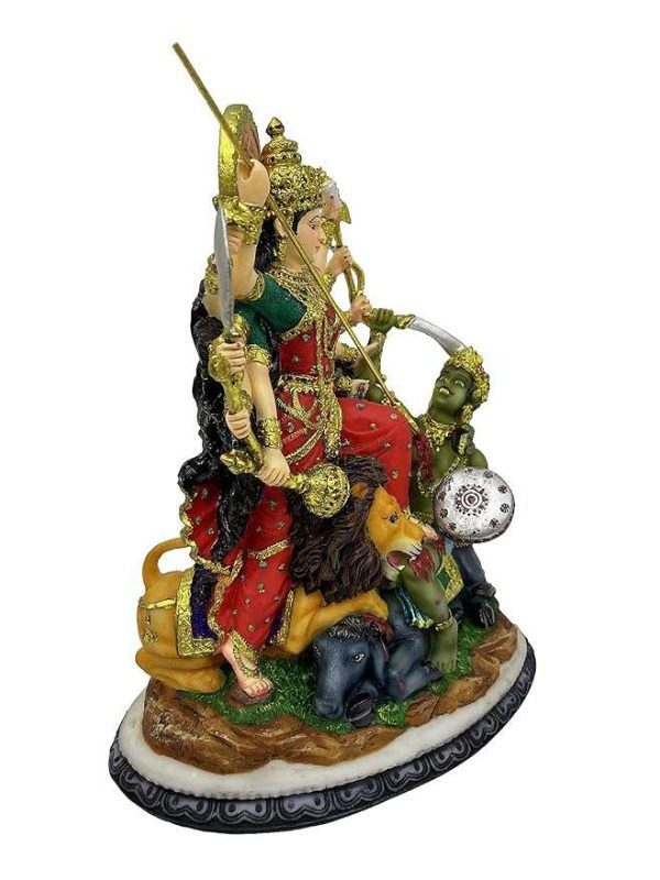 SrI Krishna CULTURE Resin Mahishasura Mardini Goddess Durga (Multicolour, Height-12 Inches) - Image 3