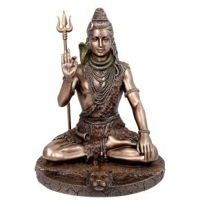 SrI Krishna CULTURE-Big Sitting Shiv Ji 10 Inches -Shiv Ji Murti for Home Décor-Antique Finish