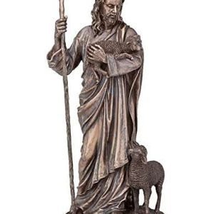 SrI Krishna CULTURE- Jesus Christ With Sheep in Hands Showpiece Gift for Christmas-Height-12 Inches-Cold Cast Resin