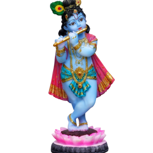 Sri Krishna Culture Krishna Standing On Lotus with Flute (Height-12) – Hindu God and Goddess Idol/Statue/Murti/Figurine-Polyster Resin-Multicolour