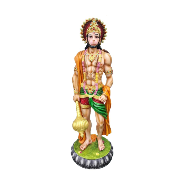 Sri Krishna Culture-New Big Beautiful Hanuman Holding Gada-Height-24 Inches-Multicolour-Resin for Home Decoration