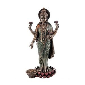 Sri Krishna Culture®-New Hand Crafted Big Standing Lakshmi Idol-Polyster Resin-Antique Finish