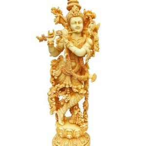 New 4D Full Carved Krishna Murti/Idol/Statue-Coloured,Height-15 Inches,Material-Polyresin & Marble,Made in India
