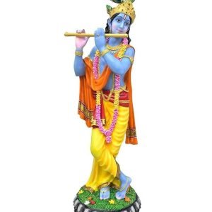 Sri Krishna Culture Large Krishna with Flute Murti/Idol/Statue-Coloured,Height-24 Inches,Material-Polyresin & Marble,Made in India
