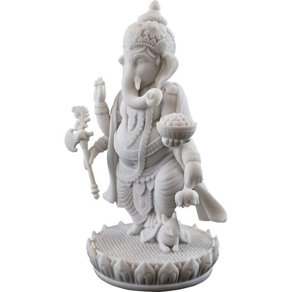Sri Krishna Culture-Handcrafted Standing Ganesh Statue in White Marble Finish-Height-7 Inches-Hindu Lord of Success Sculpture - Image 2