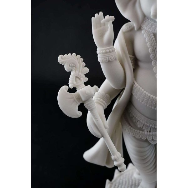 Sri Krishna Culture-Handcrafted Standing Ganesh Statue in White Marble Finish-Height-7 Inches-Hindu Lord of Success Sculpture - Image 3