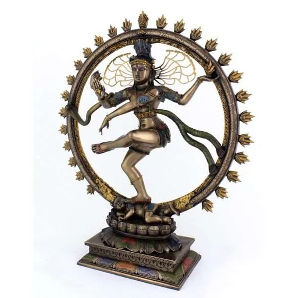 Sri Krishna Culture-Large Lord Nataraja Dancing Shiva Statue Sculpture Figure 18" Tall-Cold Cast Bronze-Resin - Image 2