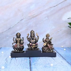 SrI Krishna CULTURE-New Regular Combo of Sitting Laxmi Ganesh and Saraswati-Home Decorative-Antique Finish-Length 8 Inches
