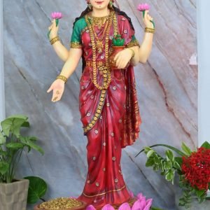 Sri Krishna Culture-New Large Standing Laxmi Ji with 4 Hands with Base-Height-27 Inches-Multicoloured