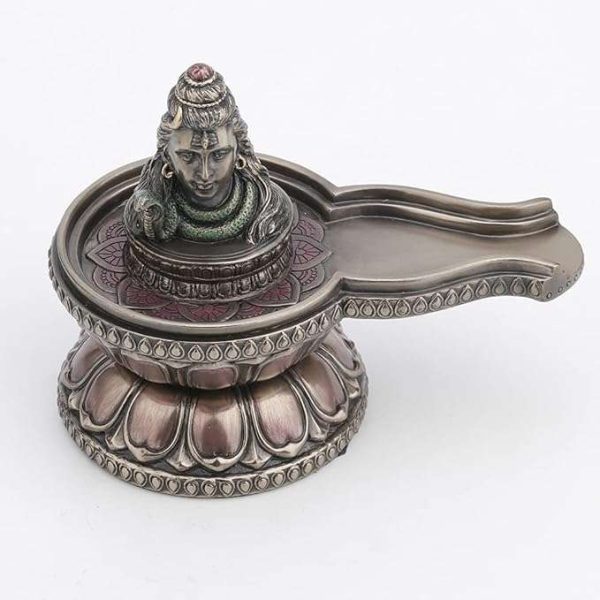 Sri Krishna Culture- Shiva Linga Hindu God Collectible Cold Cast Bronzed Resin Statue Spiritual Figurine-Height-4.8 Inches - Image 3