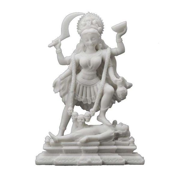 Sri Krishna Culture Marble Finish Kali Standing On Lord Shiva's Chest Hindu God Statue Indian Idol-Resin-Height 7.5 Inches