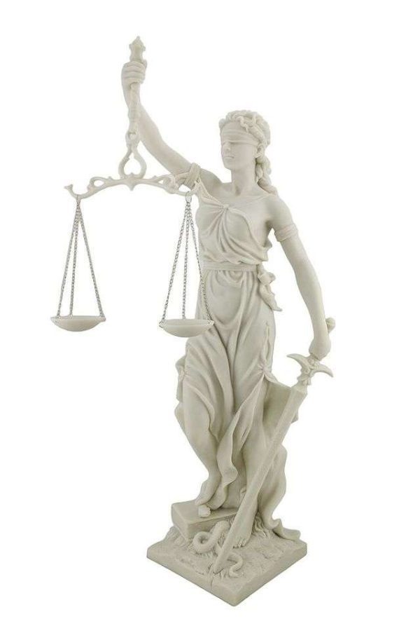 Sri Krishna Culture-Lady Justice Roman Goddess Justitia Themis Statue-Marble Finish-Resin-Height-12 Inches